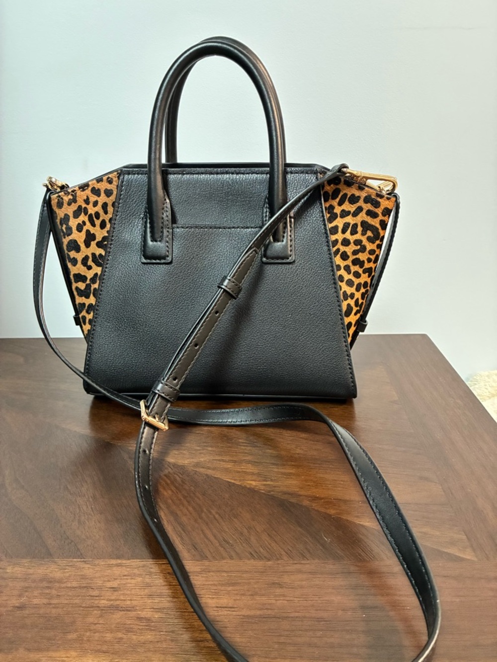 MICHAEL KORS Avril Small Leather and Cheetah Print Calf Hair Satchel - Picture 5 of 10